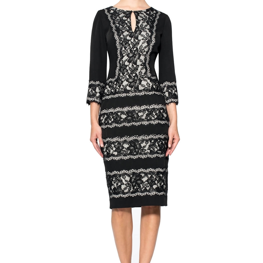 Tadashi Shoji Black and Cream Lace Dress